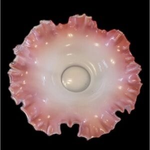 Fenton 1950s Pink silvercrest scallop bowl 14.5” aka brides bowl VGC